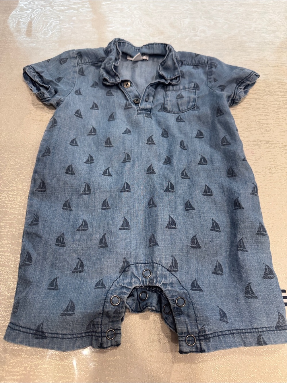Splendid Denim Sailboat One-Piece Romper - Blue